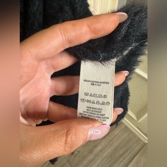 Free People Furry Black Duster Cardigan Soft Comfy Casual Winter‎ XS - Picture 6 of 7